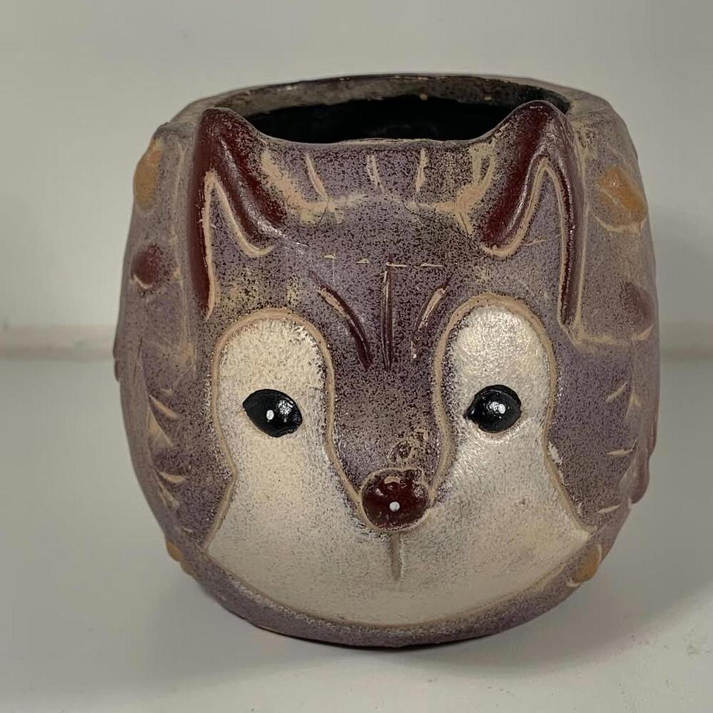 Stoneware Adorable Fox Planter 4" T